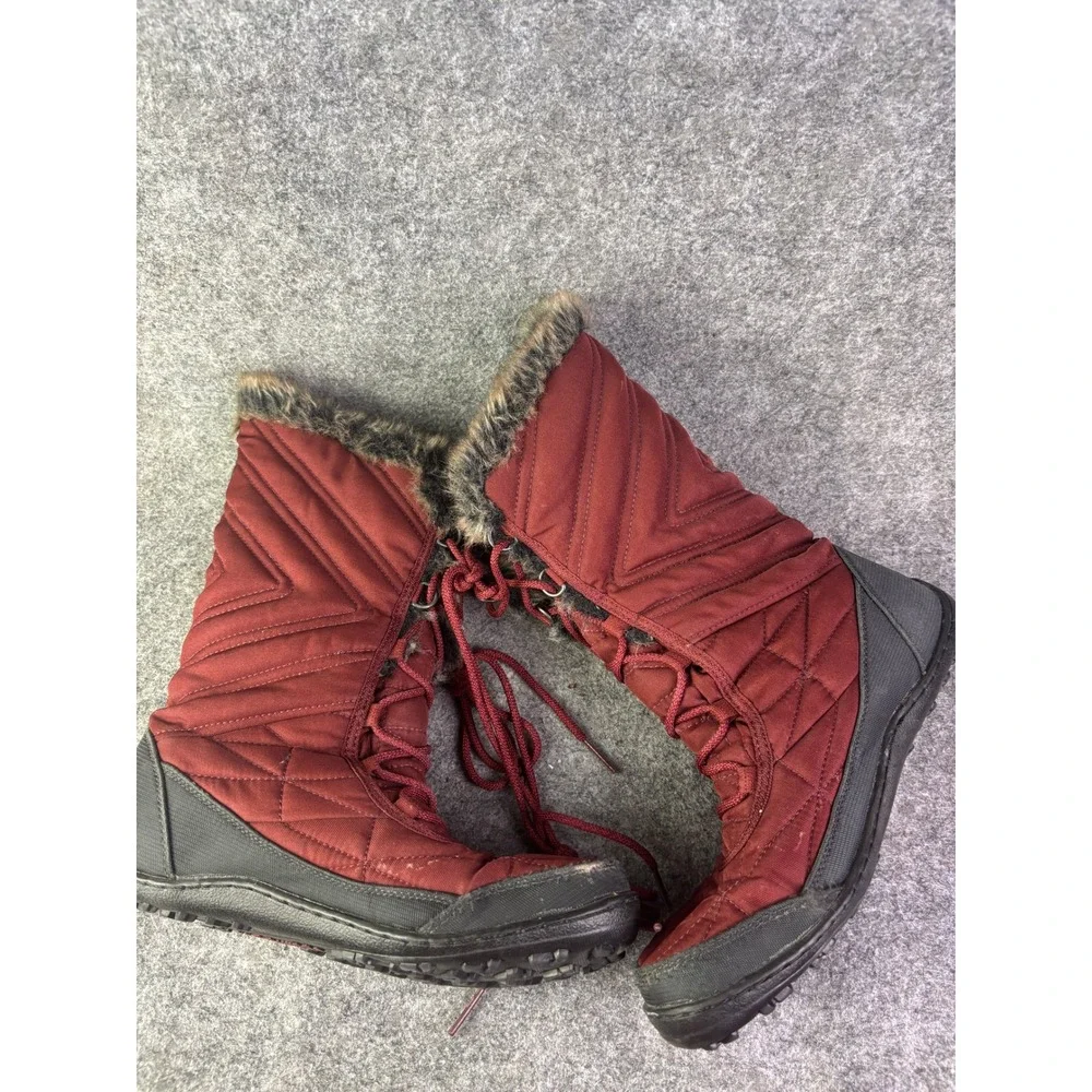 Columbia Minx Mid‎ III Snow Boots Womens 10 Burgundy Waterproof Faux Fur